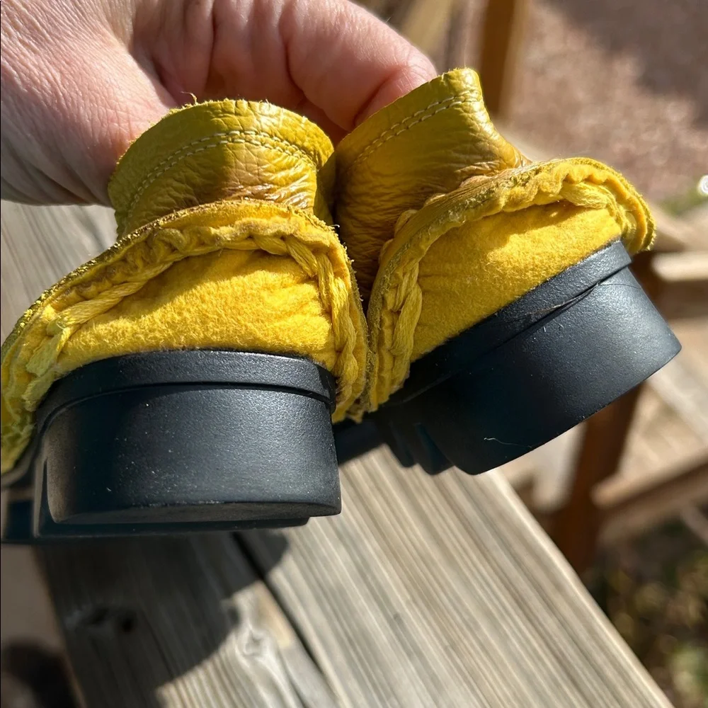 Socofy Women’s Leather Flex Slip On Floral Shoes size 8 - Yellow and Green - Picture 5 of 13